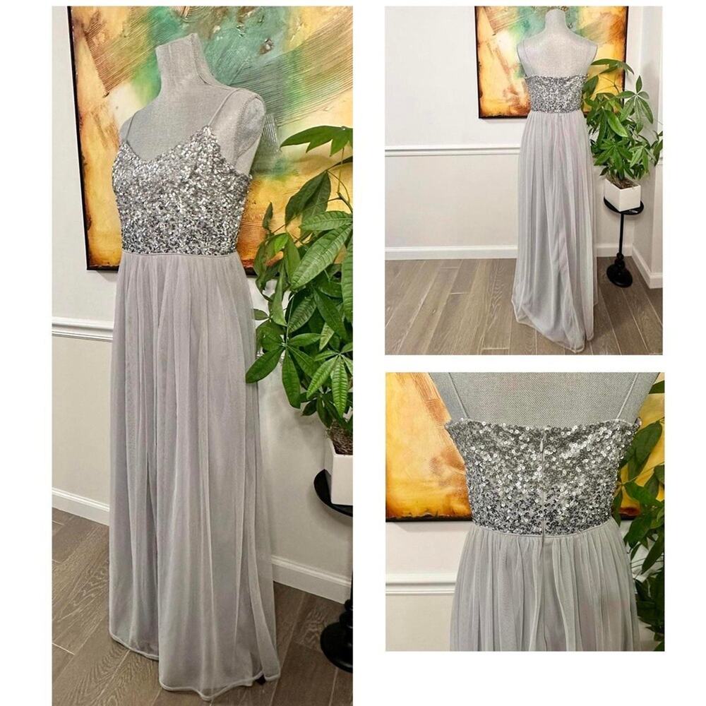 ⚪️ tulle silver sequin gown dress women medium 8 fairy goddess magical wedding